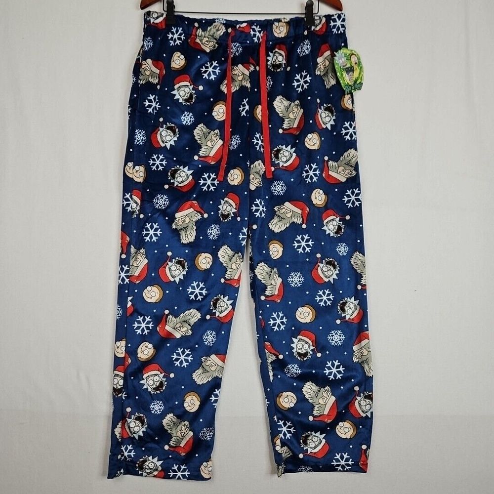 Rick & Morty Christmas Snowflakes Lounge Pajama‎ Pants Men's Size XL New